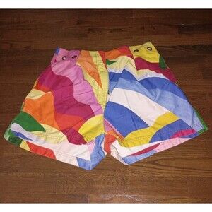 Farm Rio Shorts Womens Large Graphic Sunshine Multicolor 100% Cotton w/ Eyelets